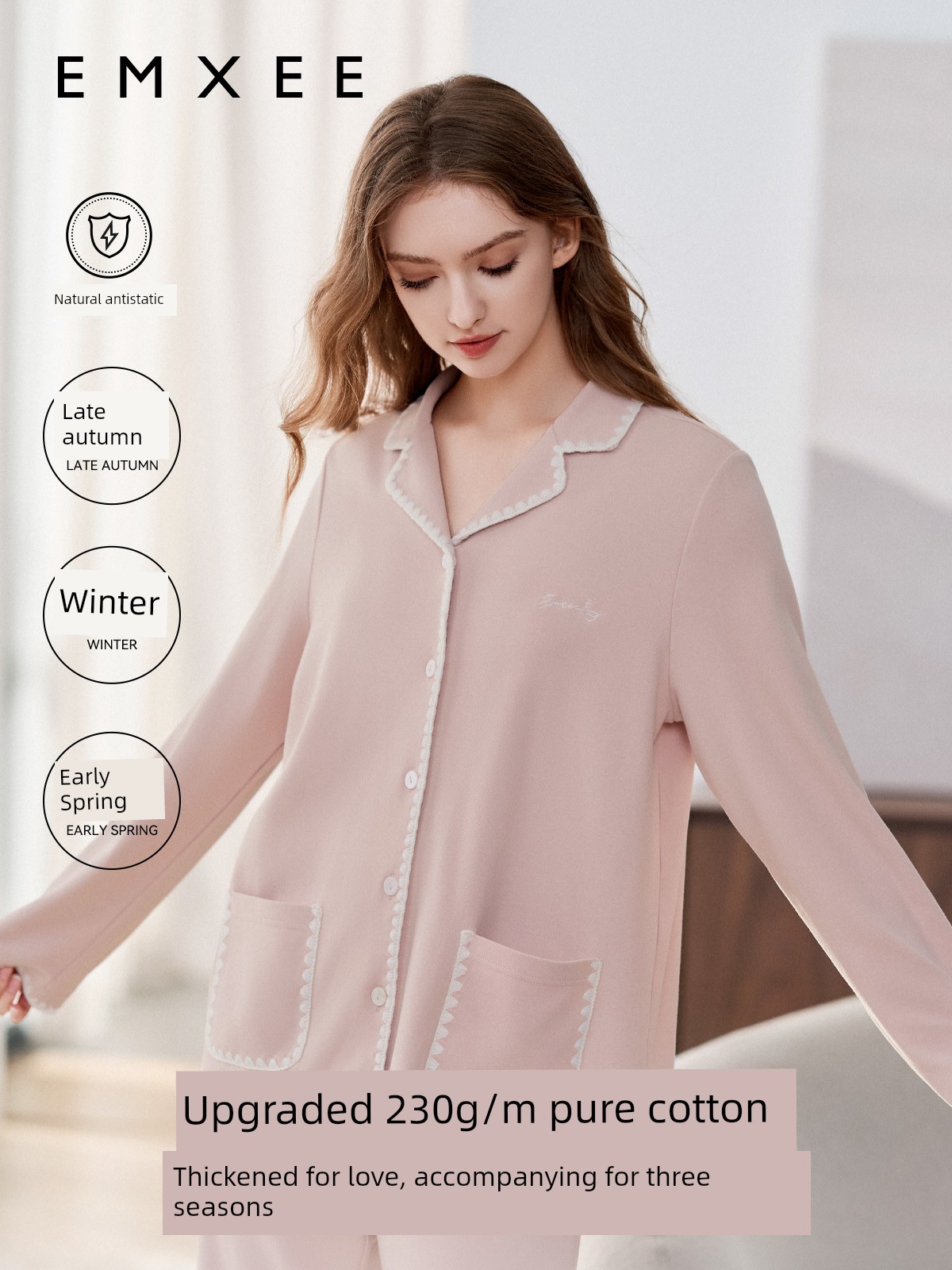 Manxi Maternity Pajamas Autumn/Winter Volcanic Flannel Pure Cotton Sleepwear Warm Nursing Homewear Set for Postpartum Women
