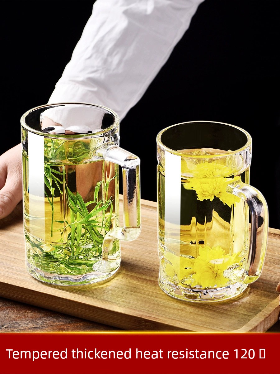 Tempered with Handle For Home Draft Beer Water Drinking Glass Cup