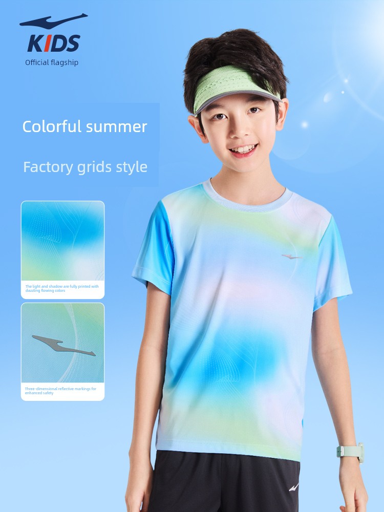 Hongxing Erke Kidsren's Clothing Kidsren's Short-Sleeved T-Shirt Boys' Sports Quick-Drying Clothing Summer New Youth Girls' Tops — 2