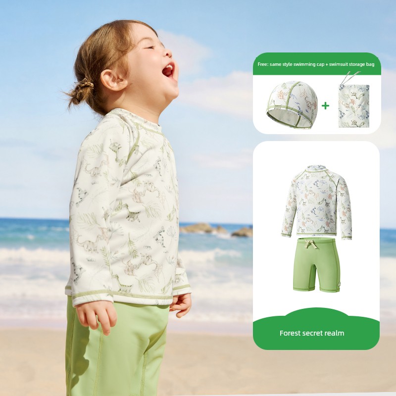 Kk Tree Children's Swimwear Boys Girls Sun Protection Baby Swimwear Toddler Two-Piece One-Piece Swimsuit Infant New Summer Model — 8