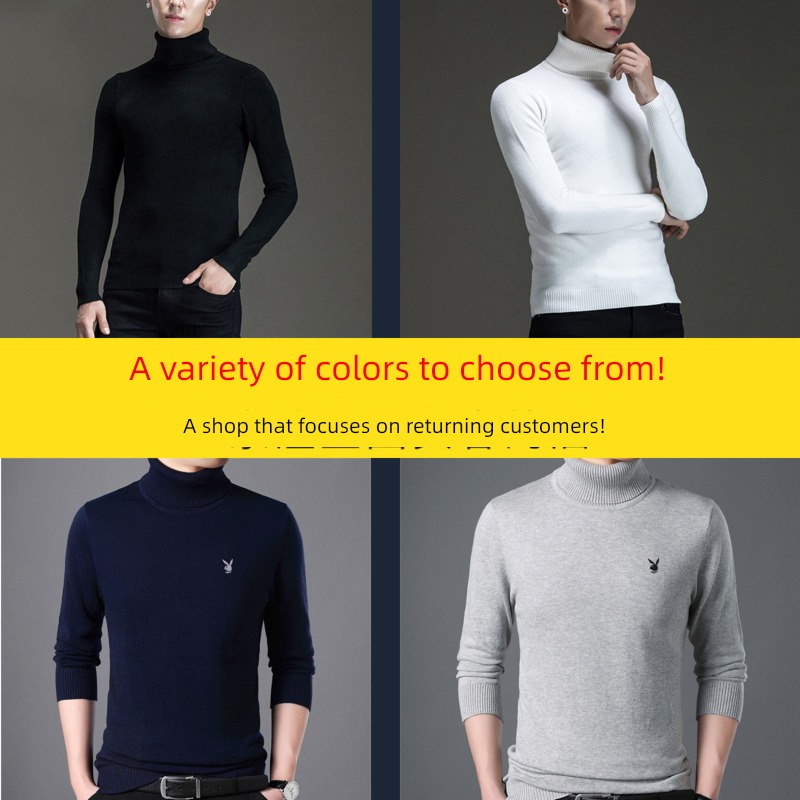 Self-cultivation Plush No pilling black man High collar sweater