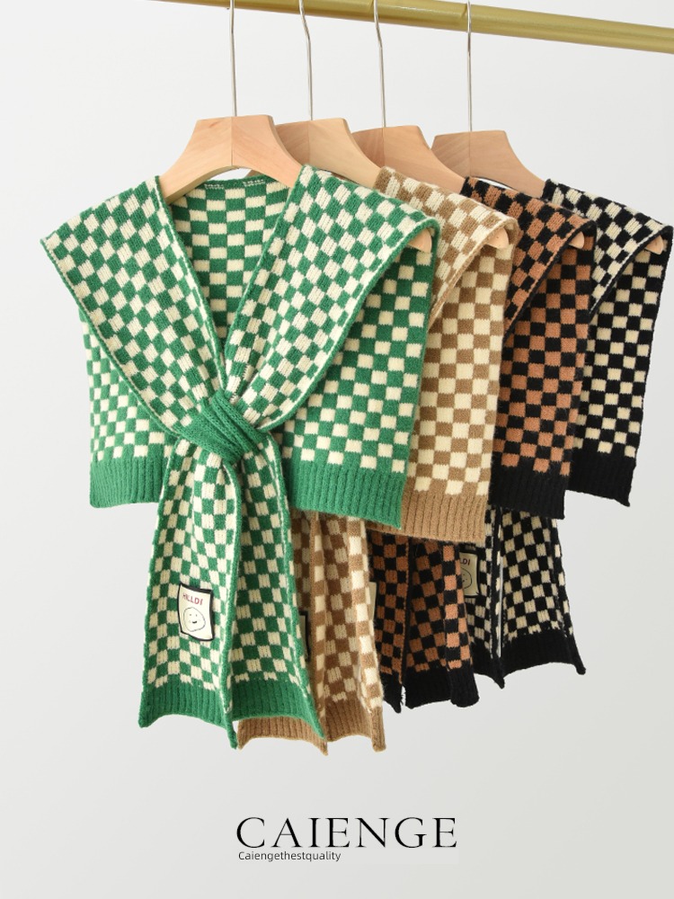 Internet celebrity spring and autumn high-end Chessboard female thickening Shawl