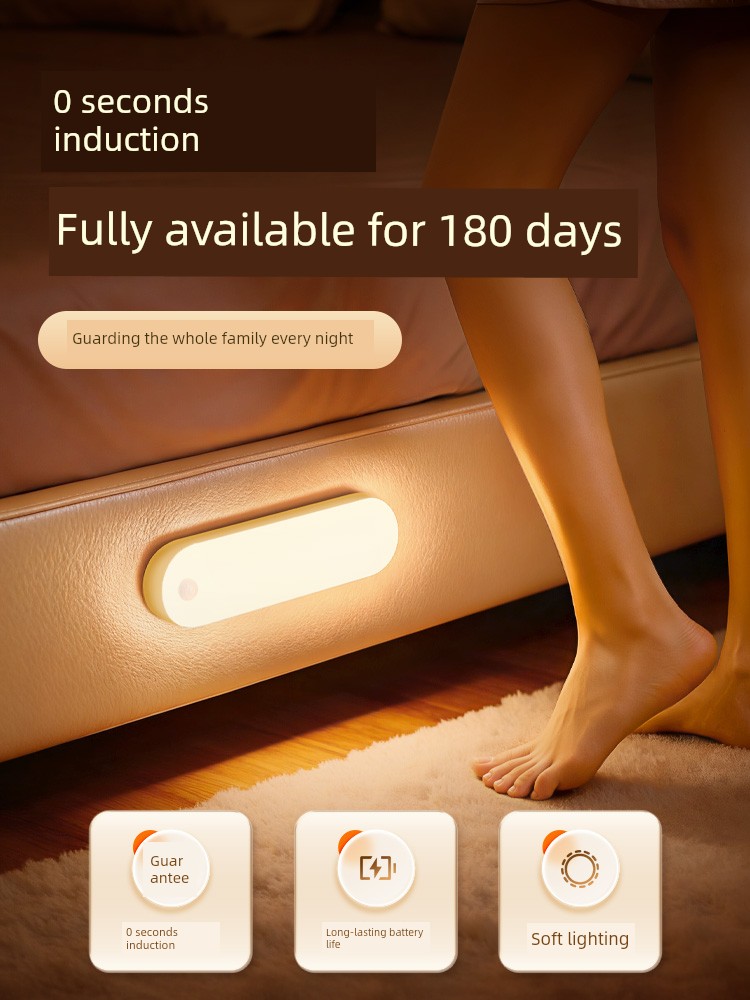 Human Sensor Night Light, Intelligent Automatic Lighting When Someone Approaches, Magnetic Charging, Long-Lasting for Corridor and Hallway Use