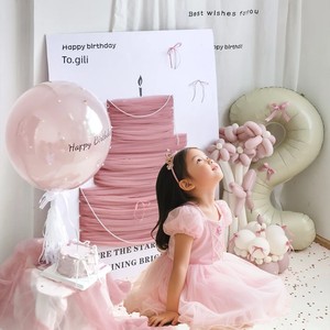 Girl's Children's Birthday Scene Decoration Baby's First Birthday Tulle Cake Kt Board Welcome Sign Atmosphere Props