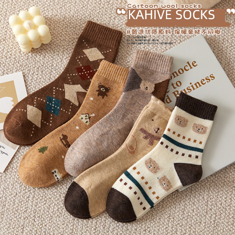 wool Hosiery children Autumn and winter thickening keep warm Middle tube socks solar system lovely long and tube-shaped Cotton socks winter sleep Stockings tide