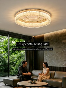 Huayi Lighting Crystal Living Room Lamp Luxurious Round Ceiling Lamp 2026 New Model Light Luxury High-End Bedroom Room L