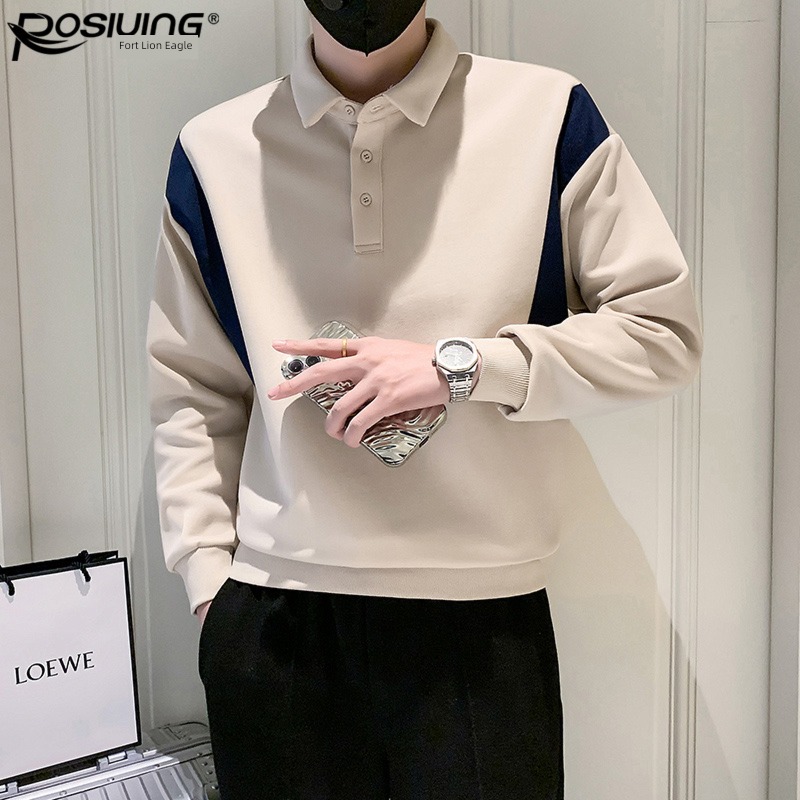 ins Lapel Polo shirt Spring and Autumn T-shirt Ruffian handsome Sweater