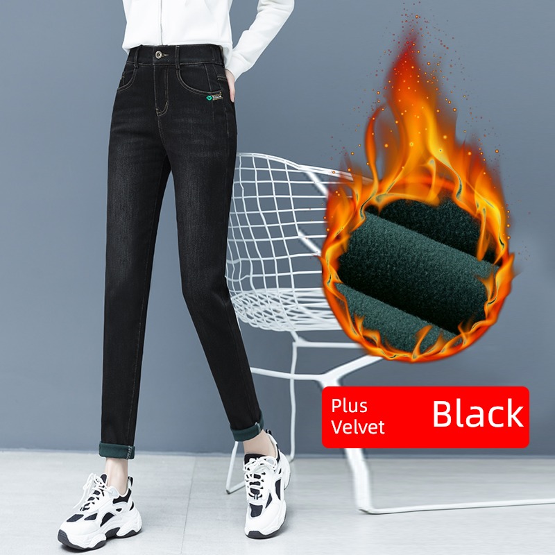 Wear out leisure time Plush thickening winter Women trousers