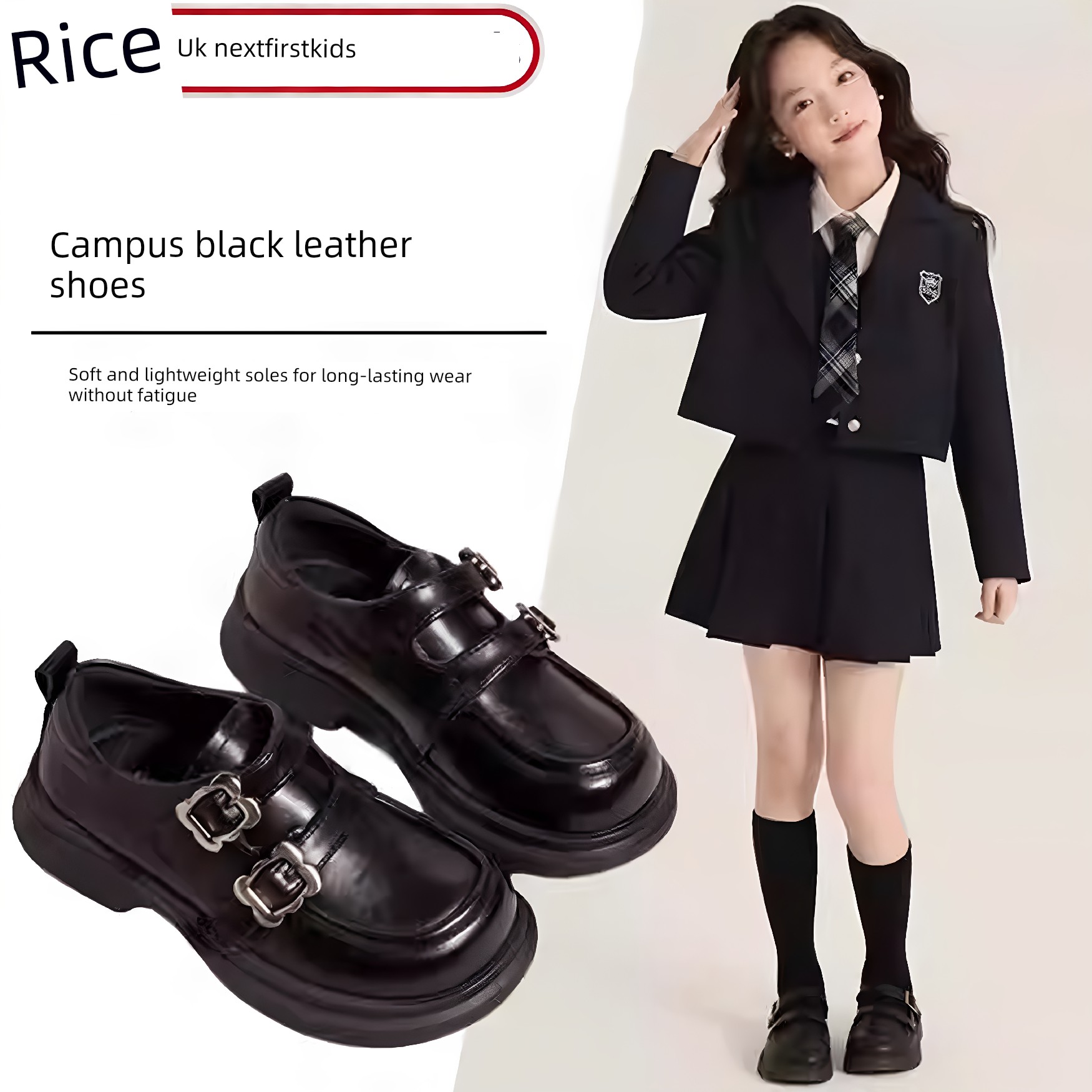 Girls' Princess Leather Shoes 2026 New Style Soft Sole with Skirt Matching for Older Children Summer Black Princess Shoes Thick Sole Performance Shoes