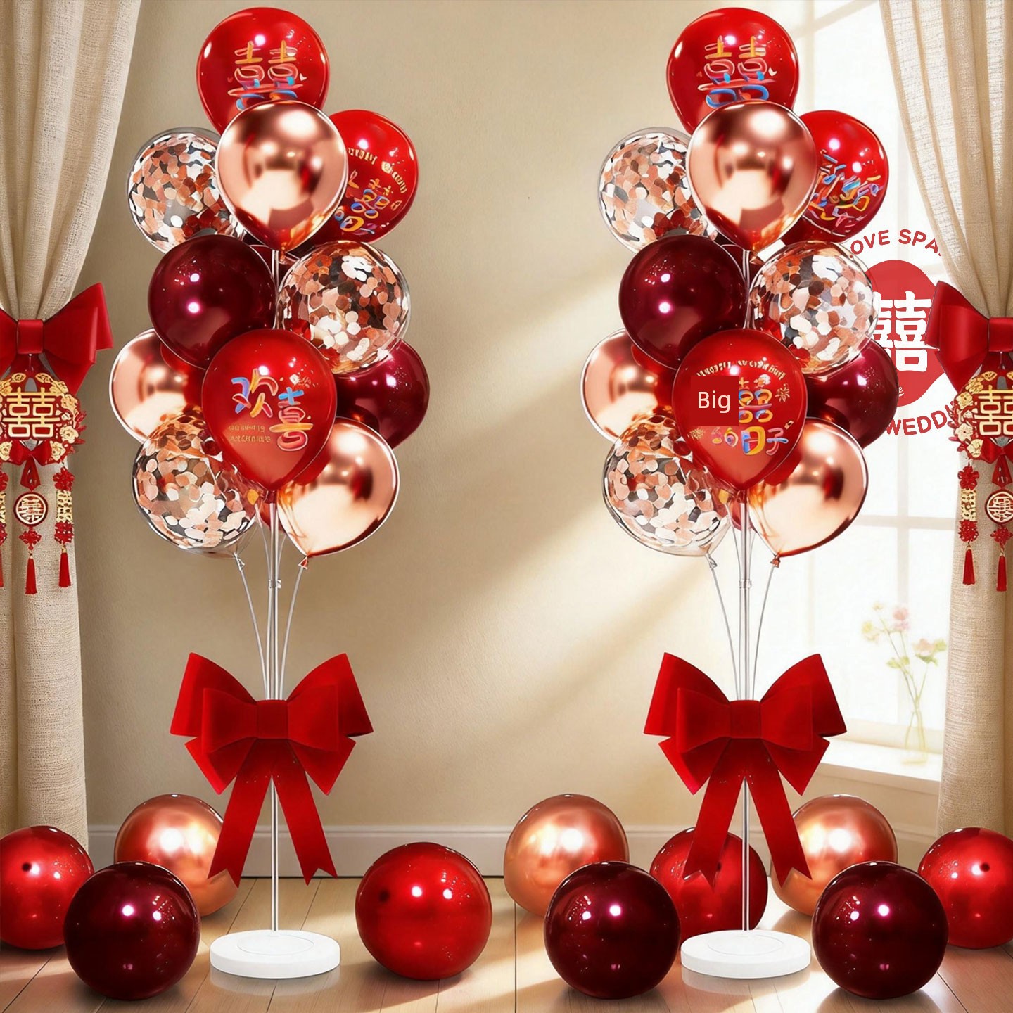 Wedding Balloon Floor Decoration Set, Wedding Room Living Room Column Decoration, Engagement Venue Guide, Complete Collection of Wedding Supplies