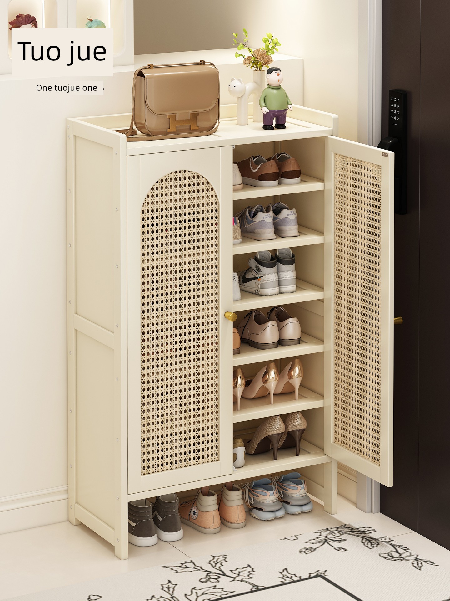 Shoe Rack Small Narrow Doorway Storage Shelf Cream Style Shoe Cabinet For Home Indoor Beautiful Multi-Layer Shoe Storage Rack Space Saving