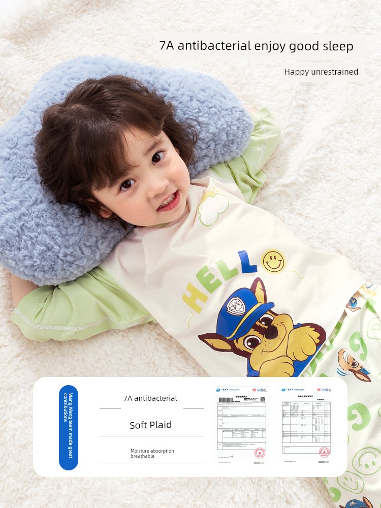 Paw Patrol Kids Pajamas Boys Summer Loungewear Baby Class a Antibacterial Moisture Wicking Cotton Air Conditioning Clothes Long Sleeves