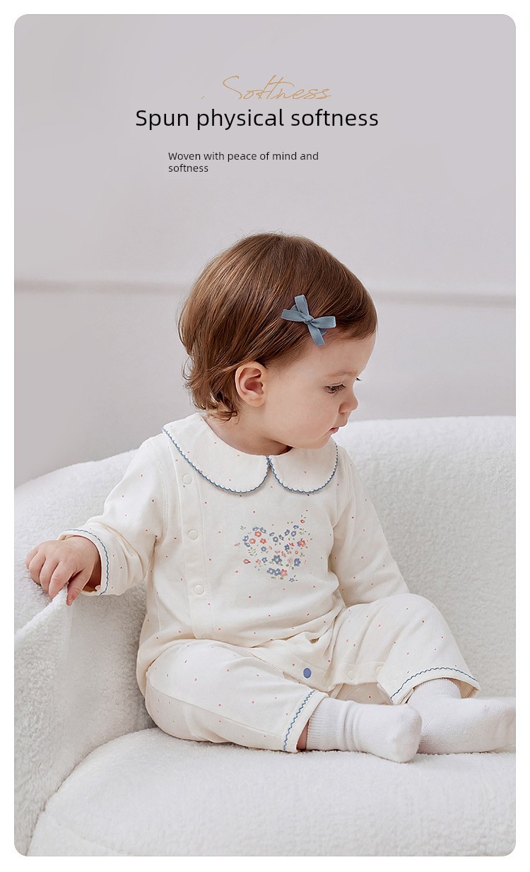 Babylove【Comfortable and Soft】Baby Girl Romper for Spring and Autumn, Pure Cotton Doll Collar Clothing with Floral Designs — 3