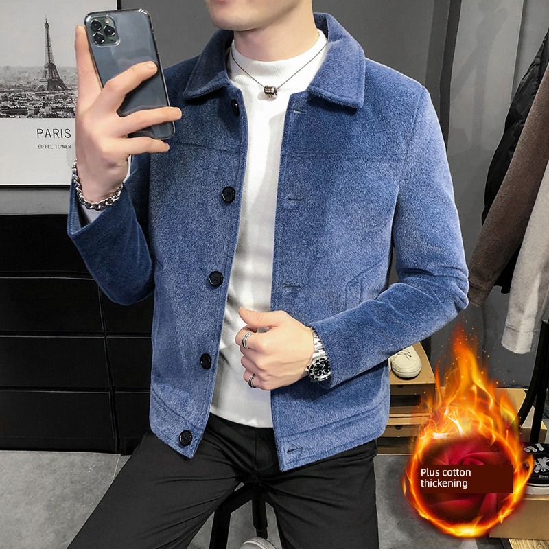 tide Autumn and winter Adding cotton Imitation mink man woolen overcoat
