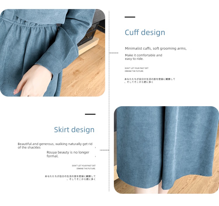 Autumn and winter Tea break French Retro Cover your belly Platycodon grandiflorum skirt shirt