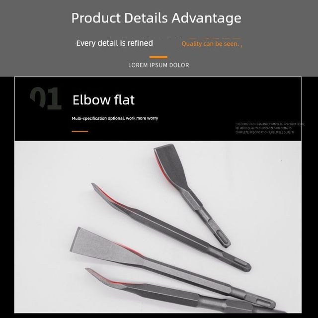 Electric hammer impact drill bit square handle hexagonal handle bent flat chisel pick pick knives electric pick head shovel extra wide chisels slots through the wall drill