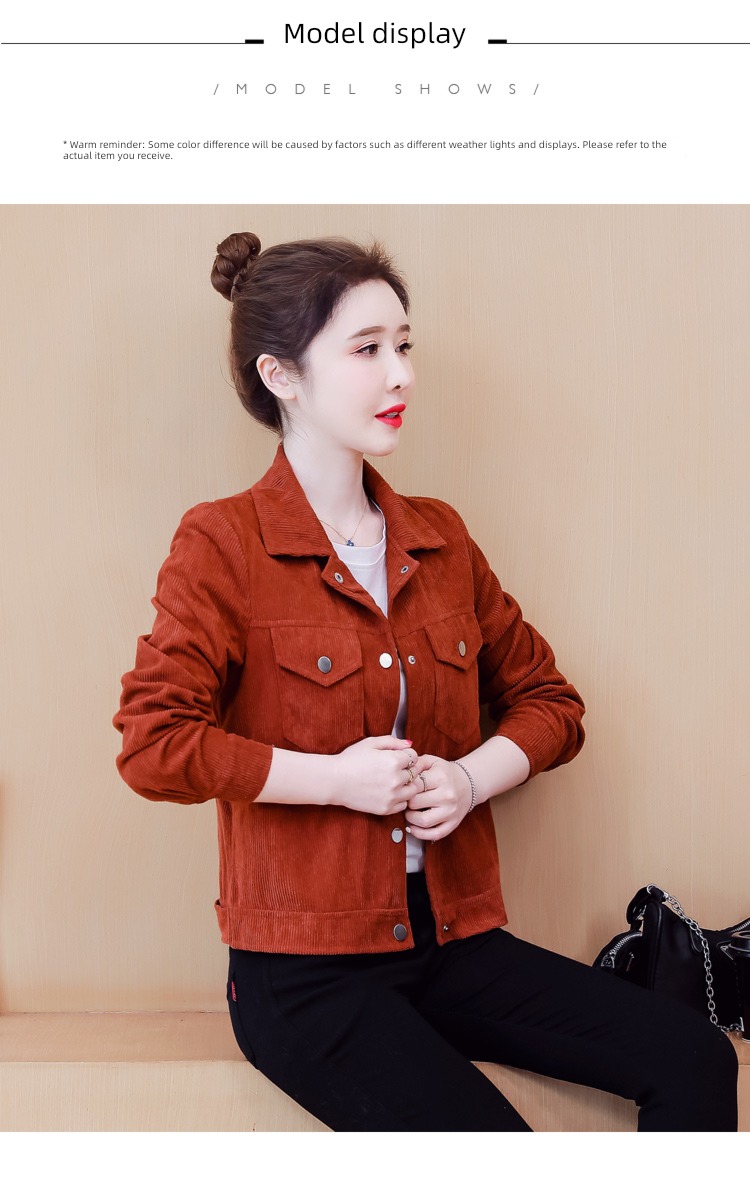 spring and autumn winter Foreign style corduroy ma'am short coat