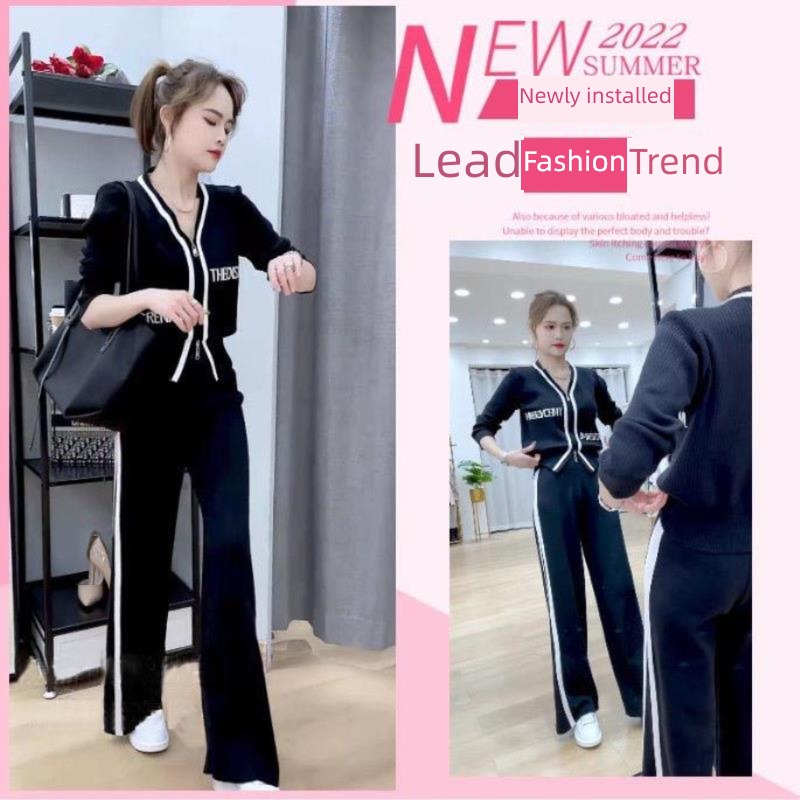 Internet celebrity ma'am Age reduction Show thin Casual and versatile Two piece set