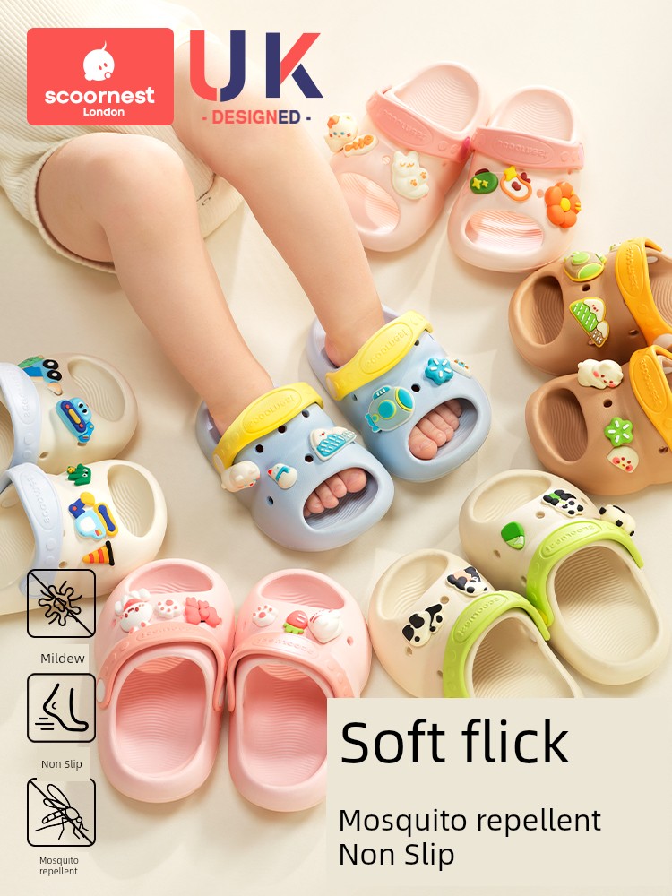 SCOORNEST Kids Slippers Soft Bottom Boys and Girls Non Slip Home Indoor Bath Sandals Bath Summer Outdoor Baby
