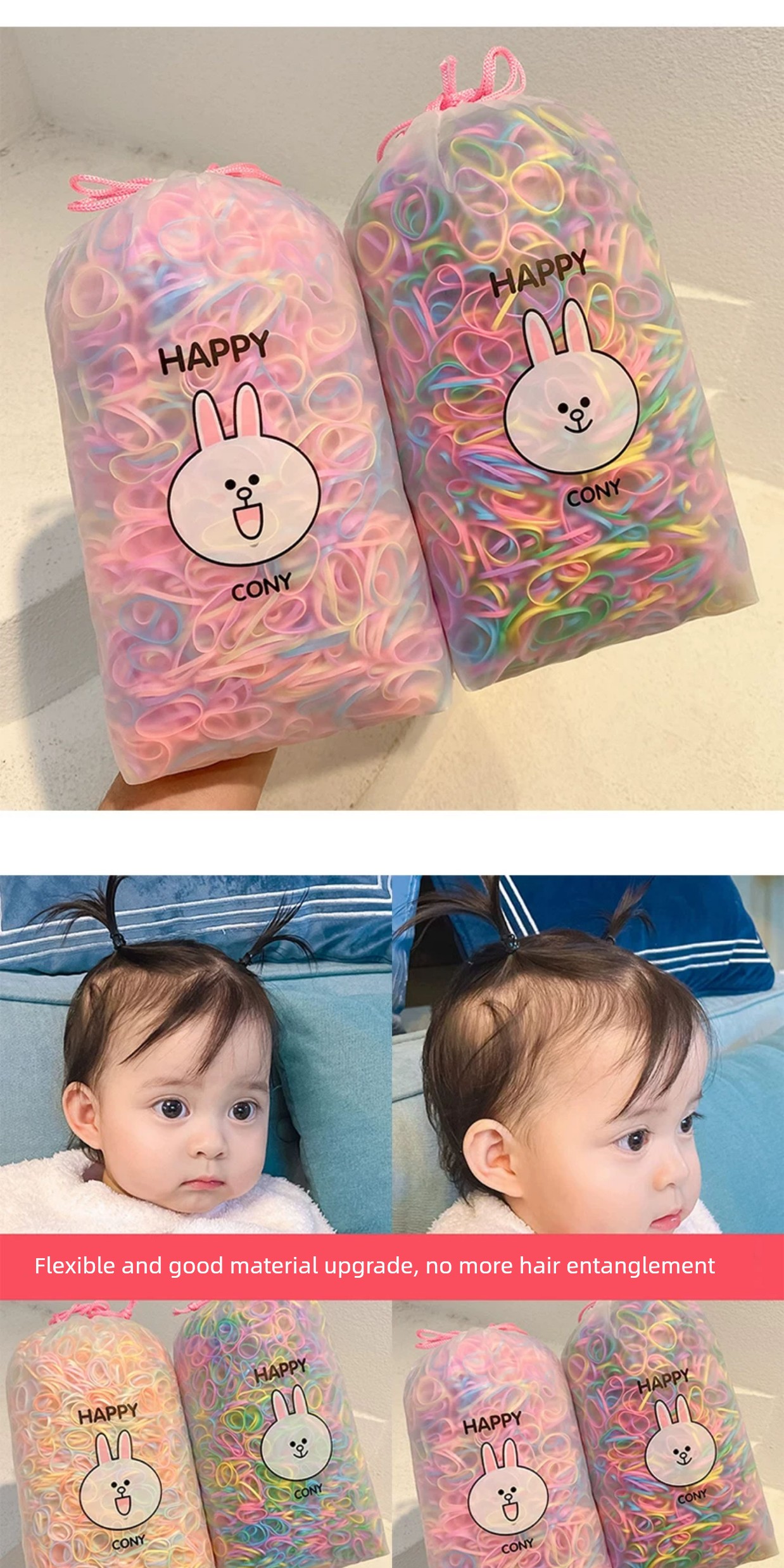 Disposable Hair Tie Female Baby Colored, Small-Sized Rubber Gasket — 3