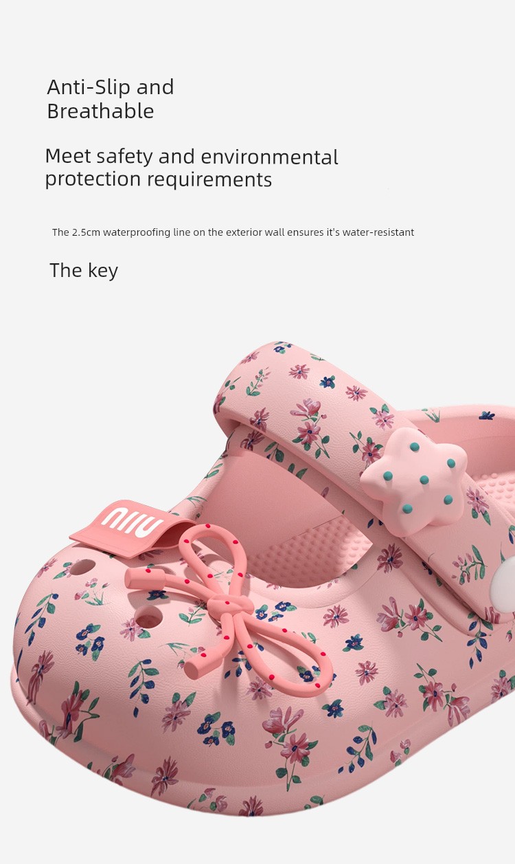 2026 New Children's Beach Sandals Mary Jane Clogs for Girls Summer Floral Bow Girls Princess Shoes — 7
