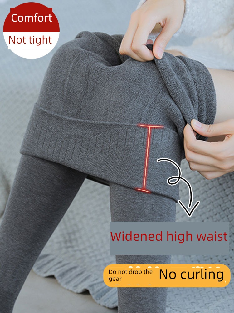 Fat mm Spring and Autumn winter Plush grey keep warm cotton-padded trousers