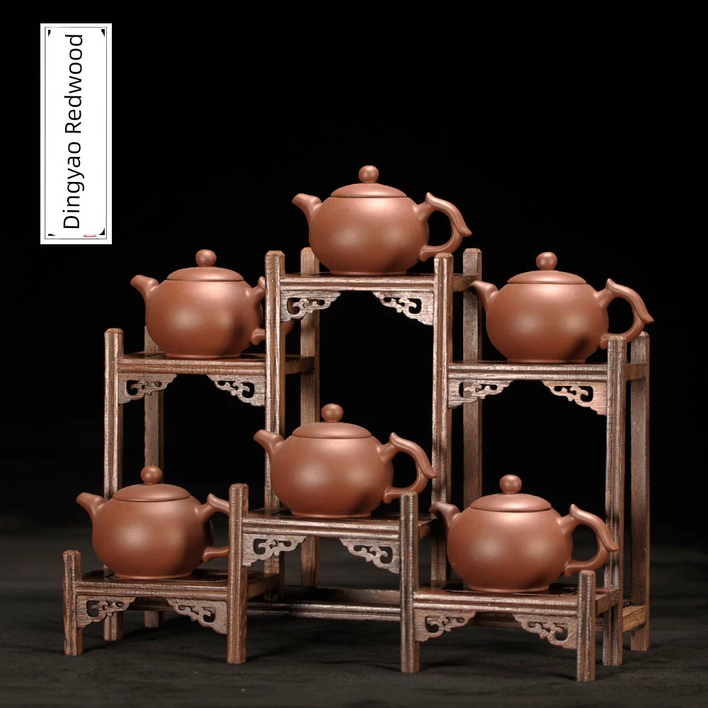 紅木茶具架雞翅木菱形古典多寶閣小型置物架茶壺底座展示架 (6.5折)