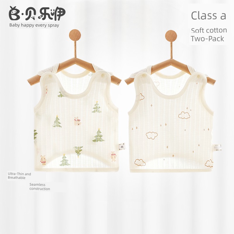 Beileyi Baby Half-Back Vest Summer Thin Pure Cotton Girls' Vest Boys' Clothing Newborn Bellyband Class a — 3