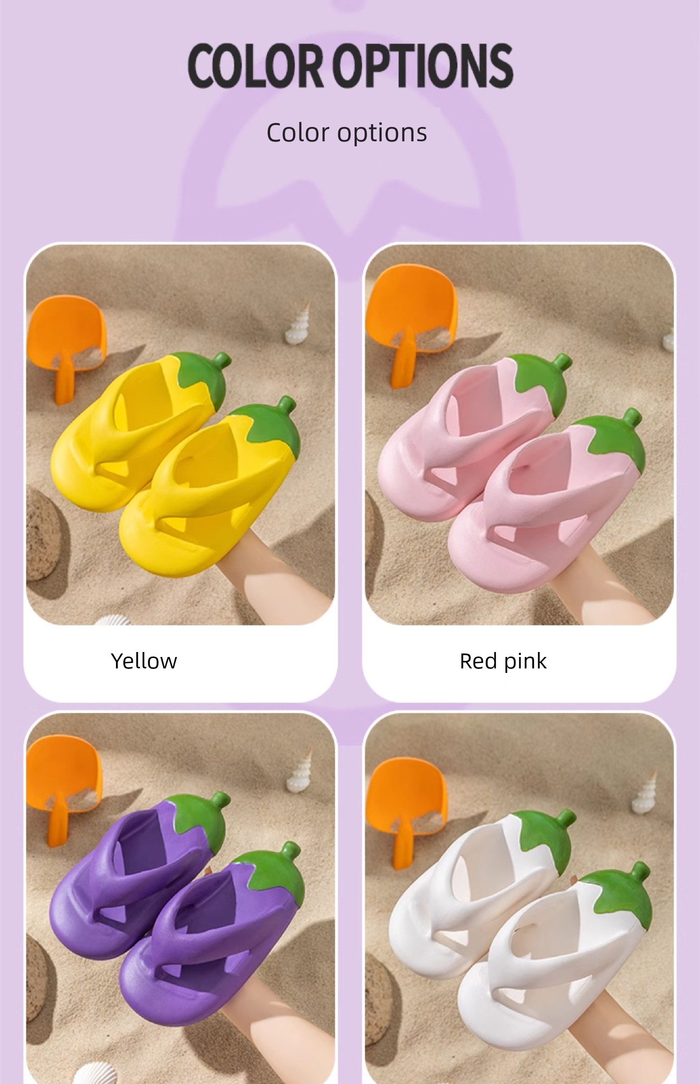 Kids Slippers Eggplant Flip-Flops Non Slip Children's Thick Sole Children's Flip-Flops Beach Outdoor Slippers Women's — 11
