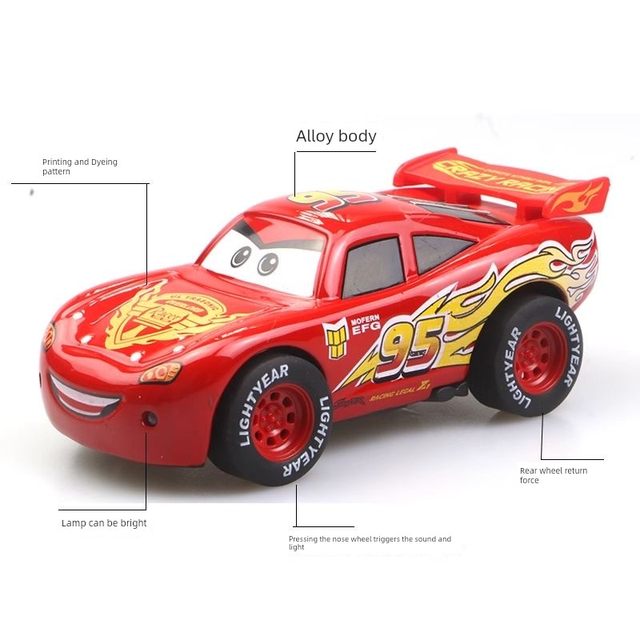 Large racing car playable 3 lightning McQueen alloy toy car sound and light power children's real-life car model