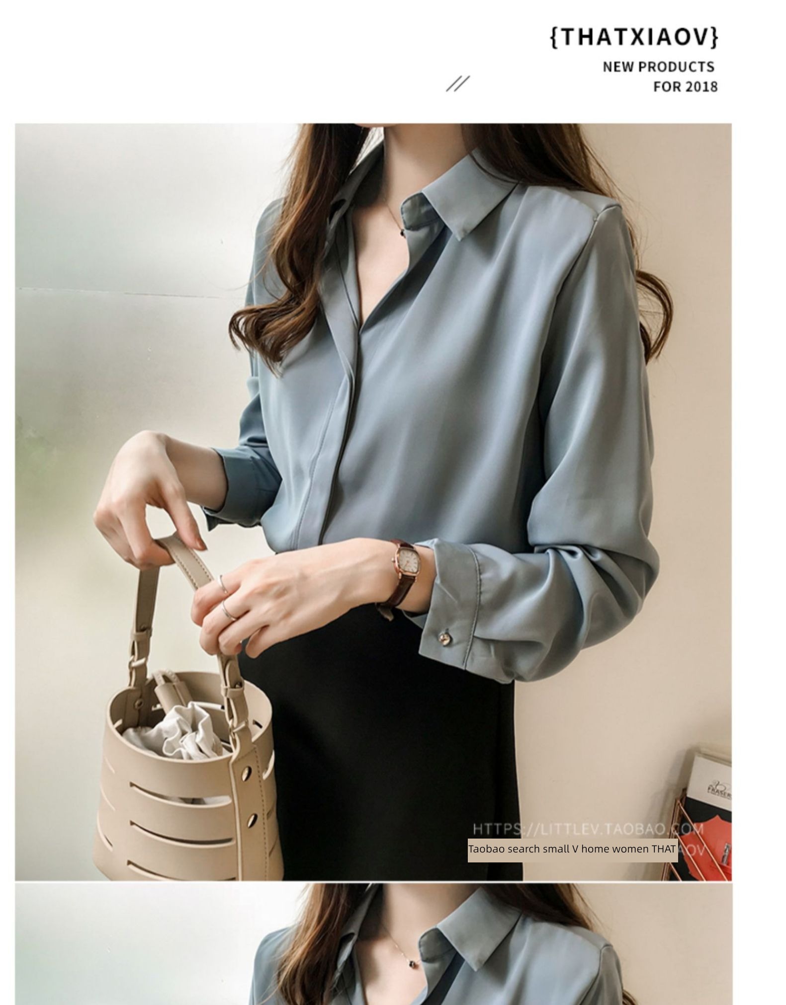 blue unique jacket easy Long sleeve Chiffon shirt