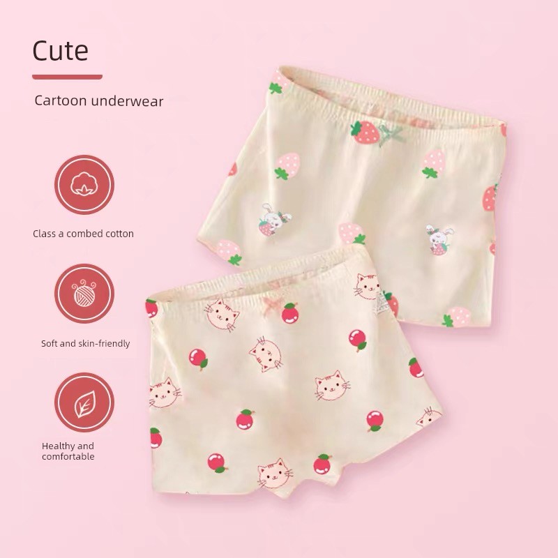 Children's Underwear for Girls, Pure Cotton Baby Boxer Shorts, Mid-To-Large Children's 100% Cotton Shorts for Girls That Don'T Pinch the Buttocks — 4