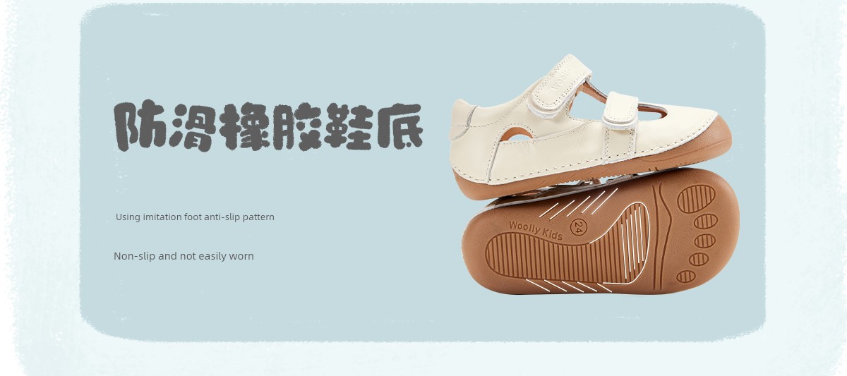 Woollykids Australian Genuine Leather Sandals for Boys and Girls, Summer Style, Zero Heel Difference, Velcro Children's Shoes — 25