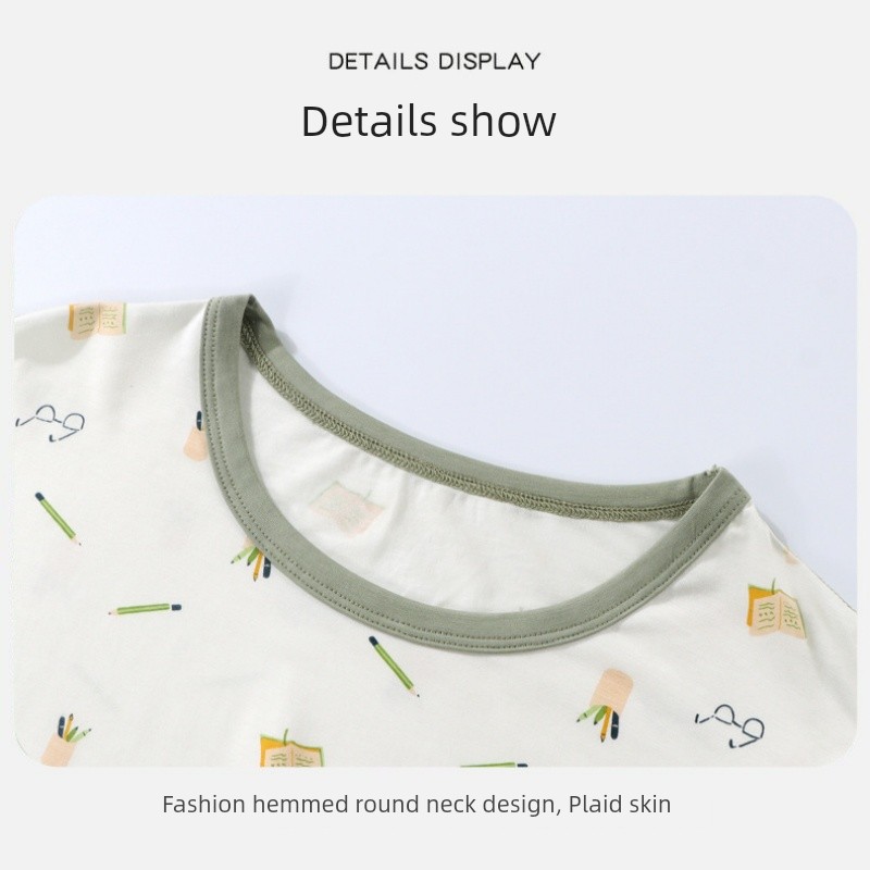 Modal Kids Pajamas Spring and Summer Thin Boys' Home Wear Boys Intimates Suit Teen Autumn Clothes Long Johns — 5
