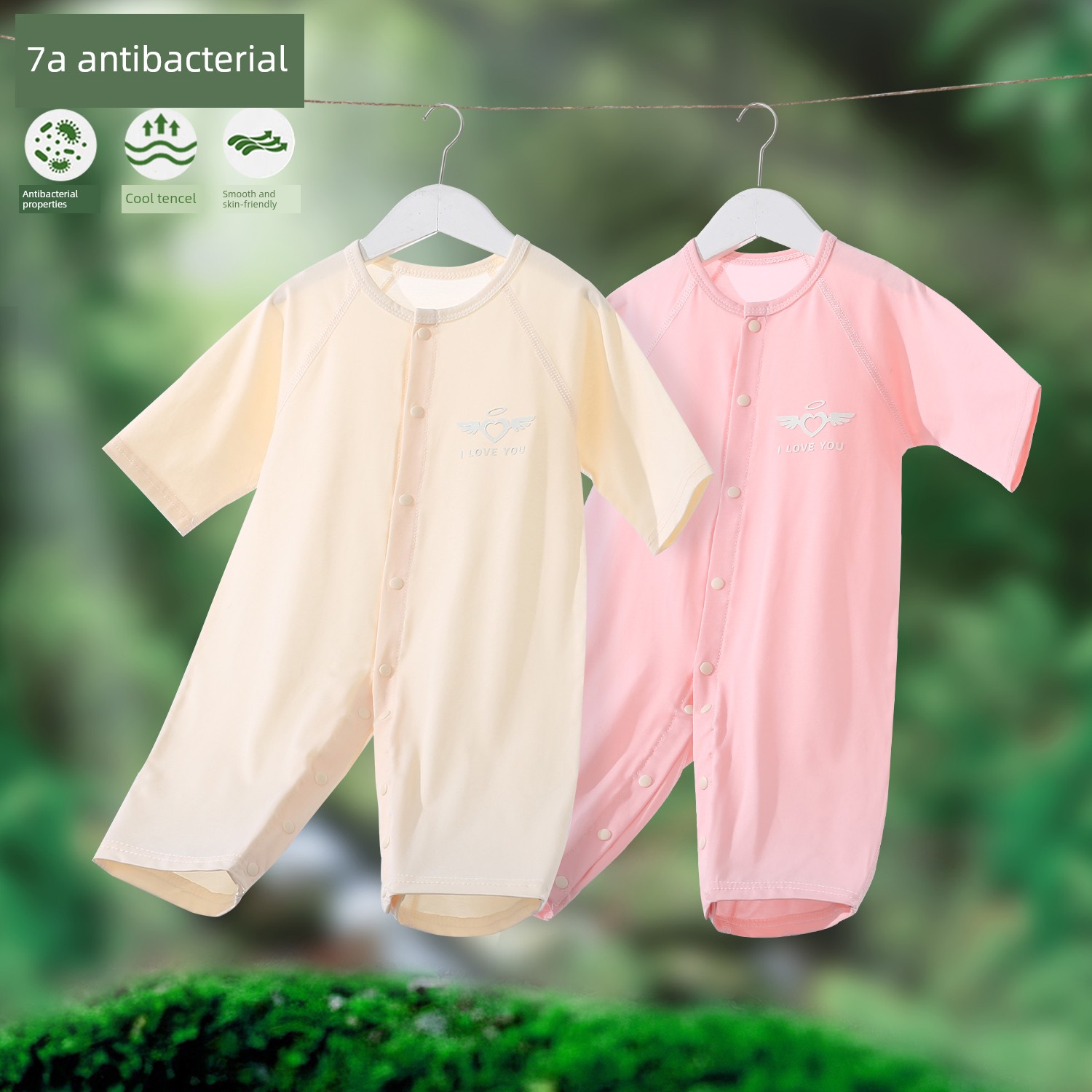 2-Pack Baby Romper Summer Thin Modal Long-Sleeve Pajamas Baby Air-Conditioned Crawling Suit Newborn Onesie — 2
