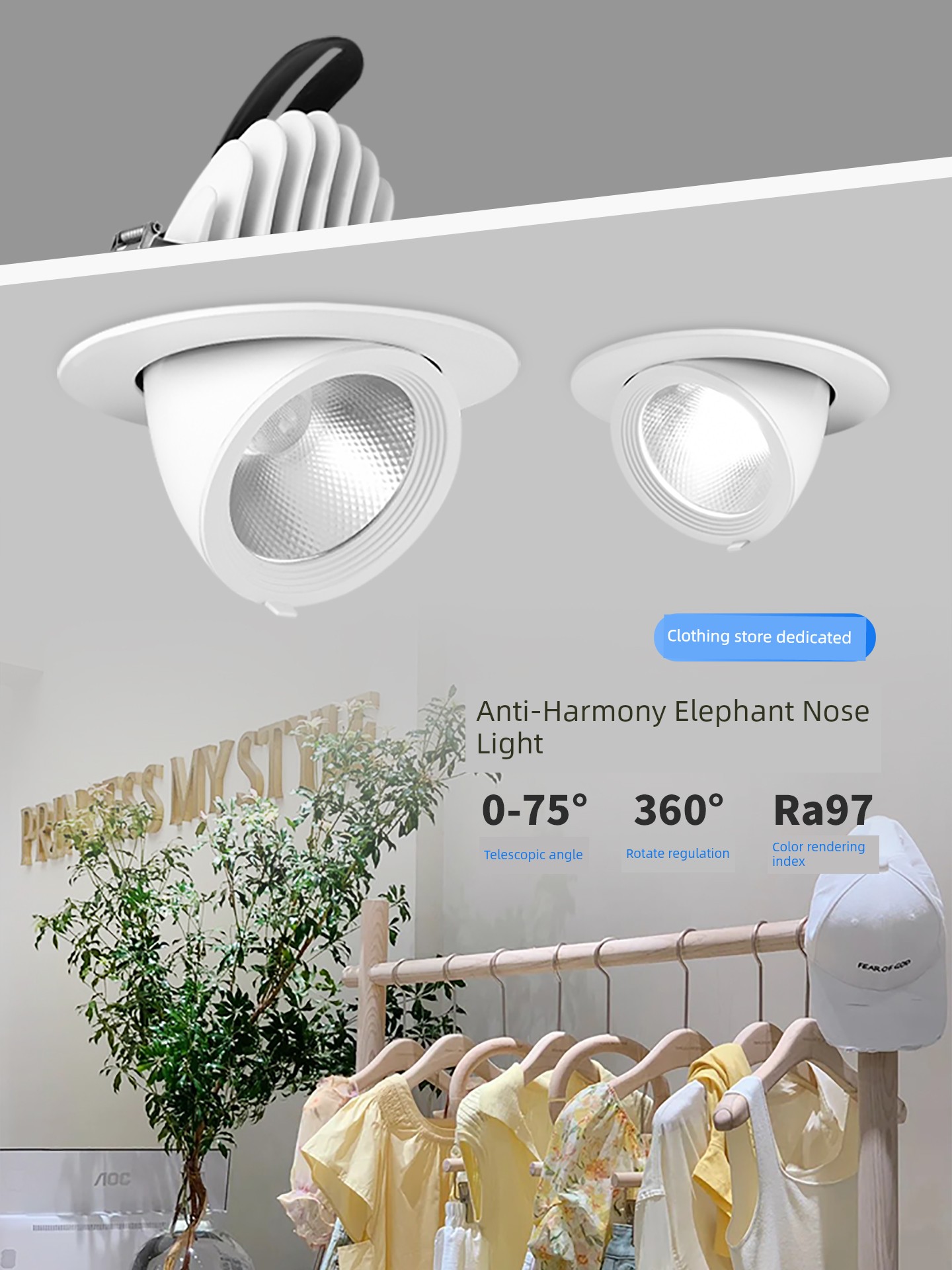 Clothing Wedding Shop Special High Color Display Trunk Lights Ceiling Embedded LED Spotlight 30w4500K Anti-Glare Lamps