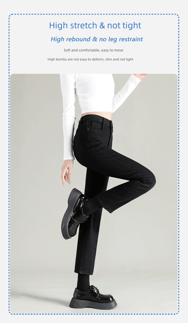 Smoke pipe High waist Self-cultivation Nine points Show thin Versatile Jeans