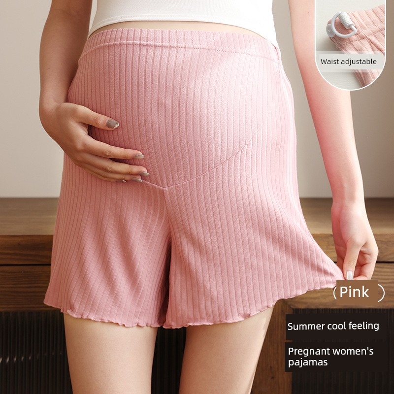 Summer Maternity Pajamas Belly-Tight Safety Pants Shorts Thin Home Summer Modal Adjustable — 1