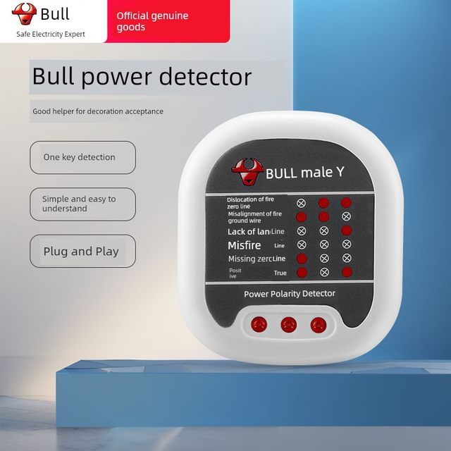Bull power socket electrical tester phase meter tester ground wire neutral live polarity detector electrical tester plug