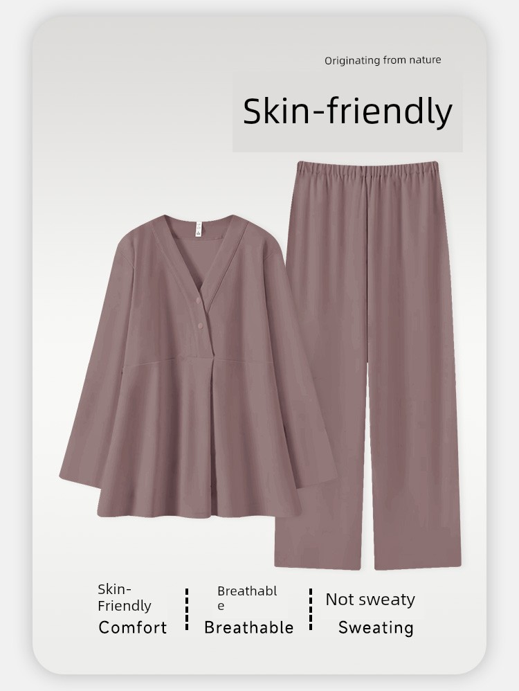 Postpartum Clothing, Pure Cotton Maternity Pajamas, Sweat-Absorbent Nursing Wear for Postpartum Women, Summer Thin Style Maternity Autumn and Winter Home — 12
