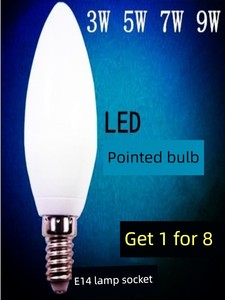 Bulb LED Screw Lamp E14 Small Mouth Candle Light Pointed Crystal Lamp Pull Tail Bubble Living Room Bedroom Lighting Mini