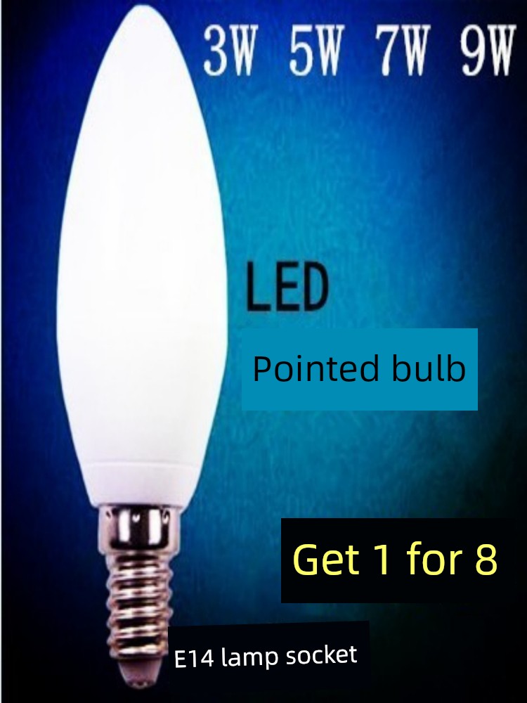 Bulb LED Screw Lamp E14 Small Mouth Candle Light Pointed Crystal Lamp Pull Tail Bubble Living Room Bedroom Lighting Mini Light