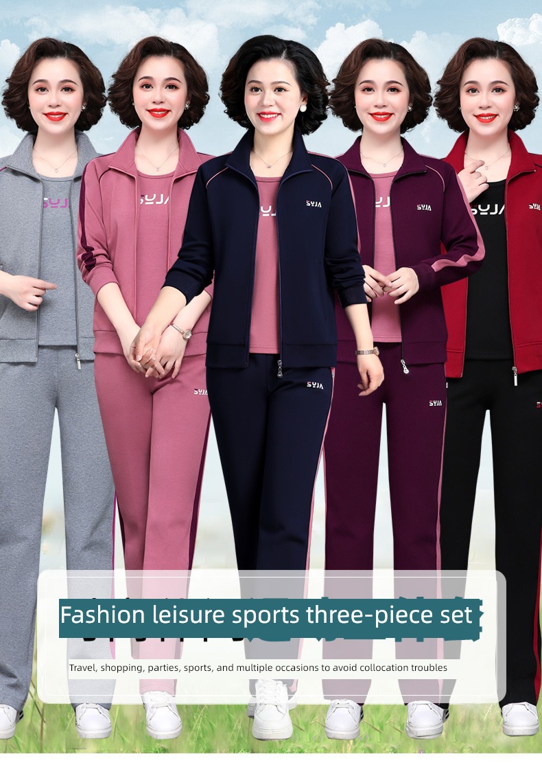 middle age mom Autumn clothes leisure time 40 year Athletic Wear loose coat