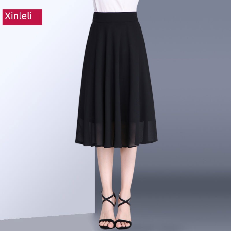 Sagging sensation Chiffon female summer Medium and long term Versatile skirt