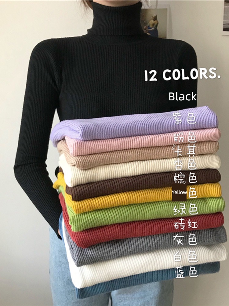black High collar knitting Wear out Put on your clothes Undershirt