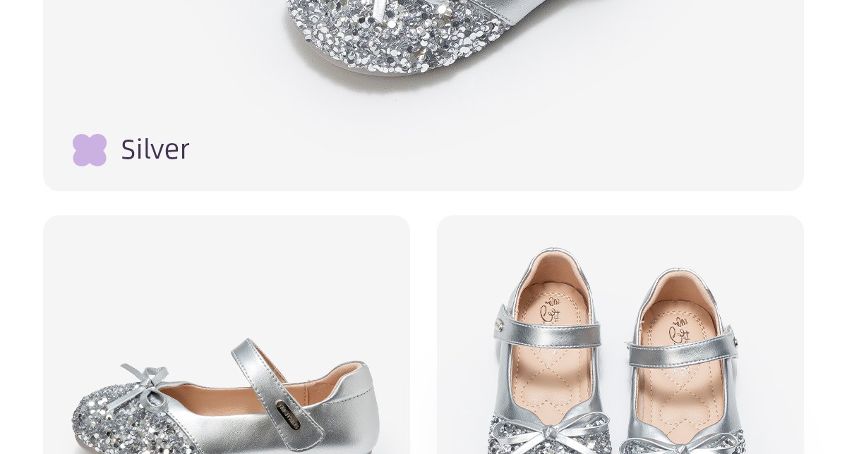 Princess Shoes for Girls, 2026 New Autumn Children's Shoes, Small Leather Shoes, Baby Crystal Shoes, Silver Soft-Soled Shoes — 23