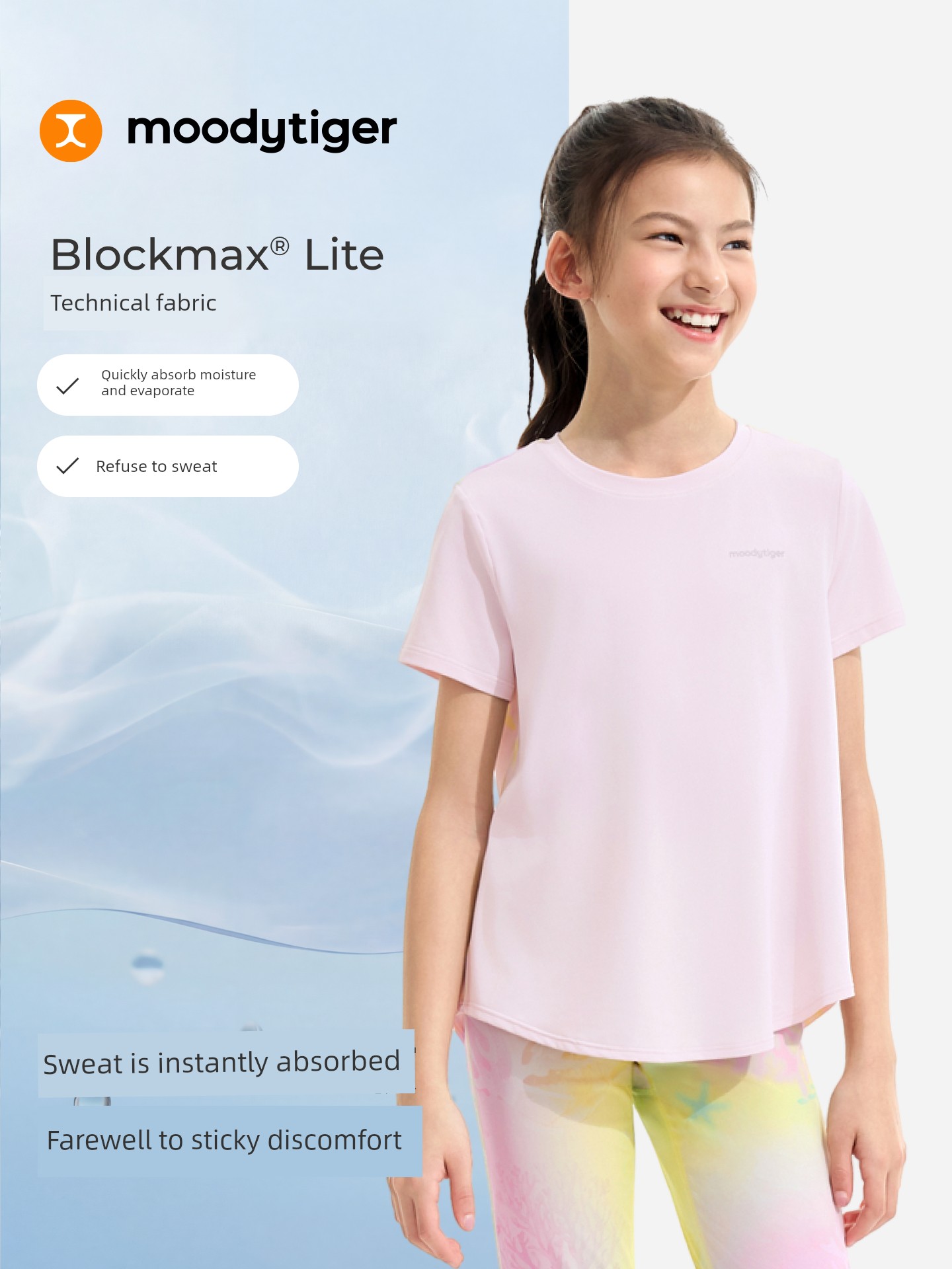 [Fairy Family] Moodytiger Girls' Short-Sleeved Summer Sports Children's Clothing Quick-Drying T-Shirt Set for Older Children — 2