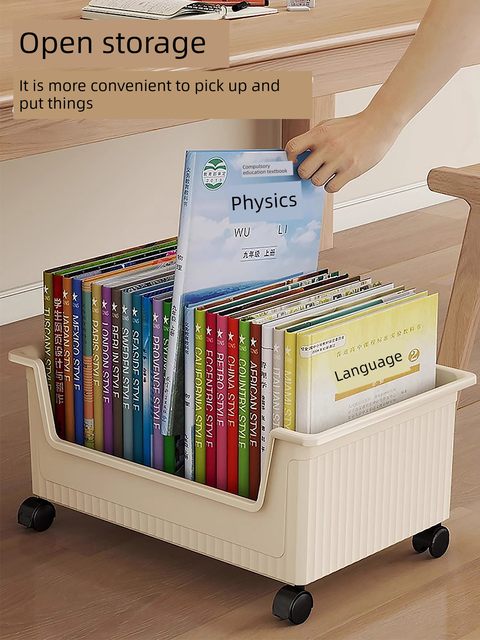 Under the desk book bag storage box pulley book box movable student classroom with desktop book storage box book shelf