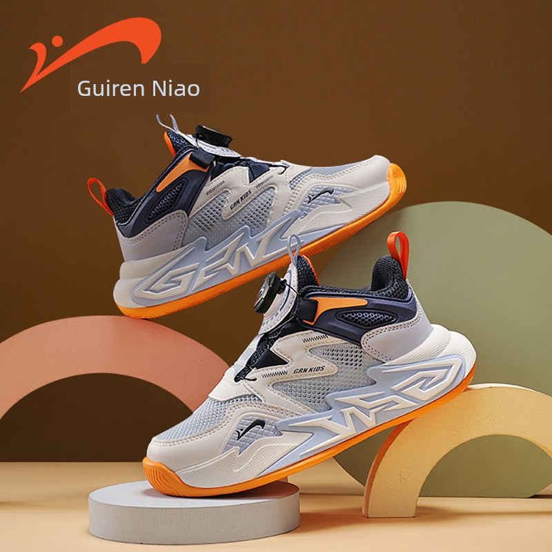 Guirenniao Boys' Shoes with Rotary Buckle Running Shoes 2026 New Model Boys' Basketball Autumn Style Youth Children's Sports Shoes — 6