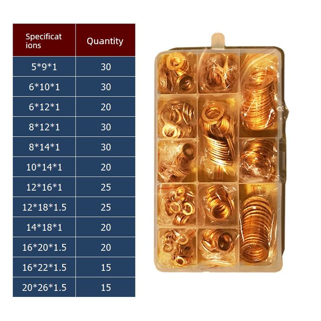 Oil pan oil drain screw gasket box copper gasket set box 4S store auto repair copper gasket repair box oil drain gasket